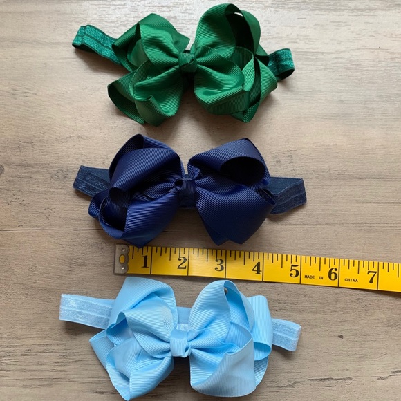 Ribbon Hair Bow Elastic Headband Set of 6, New - Picture 3 of 7